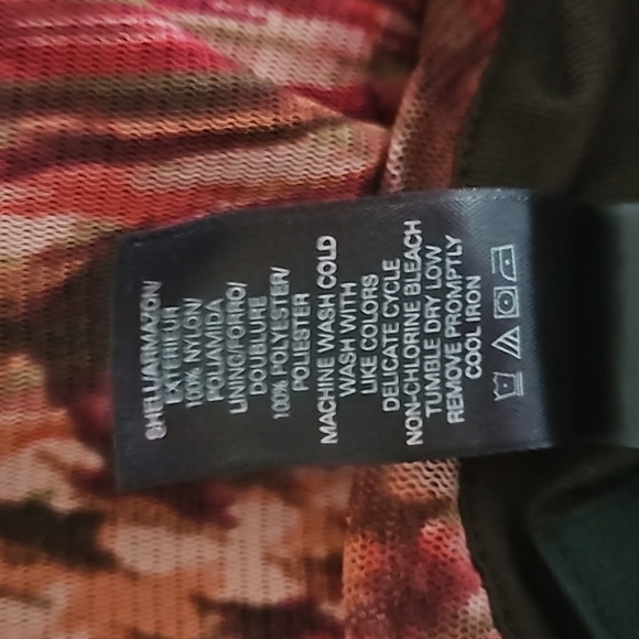 3/$30 Vtg AXCESS Brown Ombre Swirl Mesh Overlay Short Sleeve Scoop Neck Blouse - Picture 9 of 9